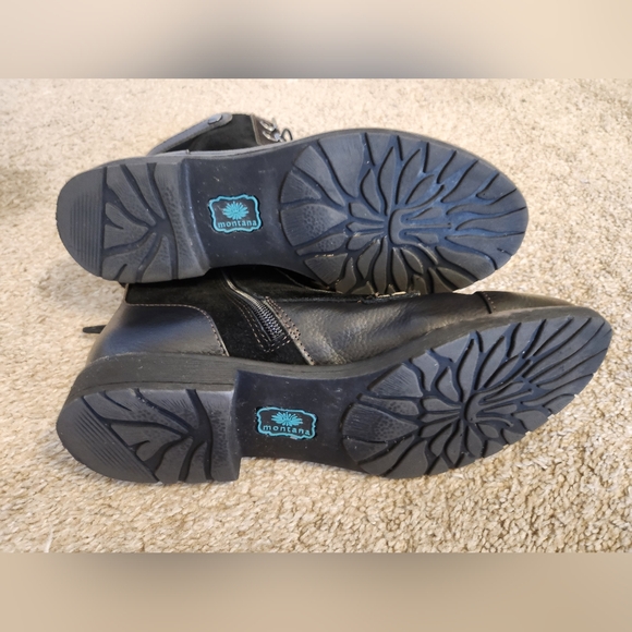 Montana Artisan Suede Black Leather  Lace-Up Ankle Boots - Picture 5 of 13